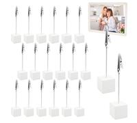 20 Pièces Porte Photo Pince,Mémo et Porte-clips Message,Portes-clip Avec Pince Crocodile et Base en Pin,Stable et Durable,pour la Décoration de Bureau,Mariage
