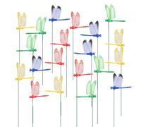 20 Pièces Réaliste Clips de Poteaux de Libellule Rod Mises, 3D Faux Piquets de Décoration en Forme de Libellule Répulsif Ornaments Colorés Simulation pour Jardin Terrasse Extérieur (20 Pièces)