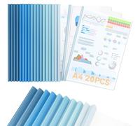 20 Pièces Reliure Dossier, A4 Transparent Reliure Dossier Baguette, Bleu