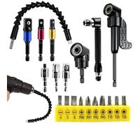 20 pièces Renvoi D'Angle Visseuse Kit,105° Tournevis Flexible,Embouts de vissage,1/4" Embout, Extension de Foret Flexible pour Perceuse ou Tournevis Adaptat