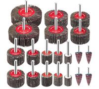 20 pièces Roue à Lamelles, Abrasif Roue avec 10 Tailles Différentes pour Outils Rotatifs Roue de Polissage avec Tige, Disque de M