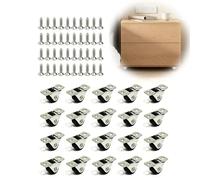 20 Pièces Roulettes pour Meubles Mini 0,5 Pouce avec 40 Vis, Roues Plates Silencieuses Sans Traces pour Armoire Tiroir Boîte de Rangement Support de Plantes Bureau Cuisine Chambre