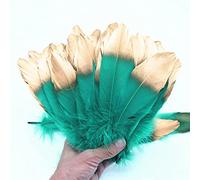 20 pièces/sac 17-22 cm de long beau spray plume d'oie dorée bijoux à bricoler soi-même accessoires décoratifs-vert foncé, 10 pièces