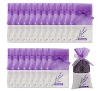 20 pièces Sacs de Lavande Sachet Vide, Sac de Lavande Violet avec Rubans de Fils Cordon de Serrage, Sacs vides Coton de Gaze de Cordon pour Épices Herbes