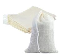 20 Pièces Sacs Réutilisables en Maille - Sachet de The a Remplir en Mousseline de Coton avec Cordon pour thé, café, filtre, épices (10 x 15 cm)