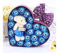 20 Pièces Salle De Bain parfumée Fleur Bain Corps Savon Pétales De Rose en boîte-Cadeau, pour Anniversaire/Anniversaire/Mariage/boîte de Saint Valentin un mariage, la Saint-Valentin (Bleu)