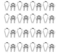 20 Pièces Serre Câble en Acier Inoxydable, M5 U Boulon Clip, Serre Cable Inox pour Câbles Métalliques 5mm, pour Fixation de Cordes et Suspension de Voiles d'Ombrage (M4)