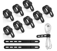 20 Pieces Serre Cable en Silicone Réutilisables, Organisateur de Cable, Attache Cable Ajustables, Câbles Réglables pour Collationner, Attache Cordon Élastique, pour Maison et Voyages