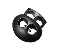 20 Pièces Serrures à Ressort pour Cordons de Serrage, en Plastique Noir Extrémités de Cordon à Deux Trous Extrémités de Butée à Bascule Ovale