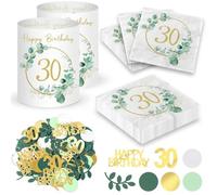 20 Pièces Serviette Papier Jetables 30 Ans+12 Pièces Lanterne Décoration Table+100 Happy Birthday Confettis, Decoration Table Anniversaire Pour Decoration Anniversaire 30 Ans Homme Femme