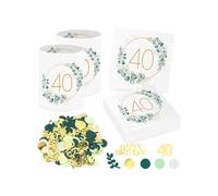 20 Pièces Serviettes 40e Anniversaire + 12 Pièces Photophores Décorations de Table pour 40 Anniversaire, Confettis 40e Anniversaire, Serviette Eucalyptus Homme Femme 40 Anniversaire Decoration-6
