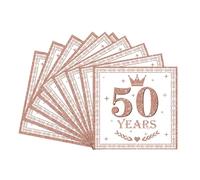 20 Pièces Serviettes Anniversaire pour 50 Ans, Roses Or Serviettes Joyeux Anniversaire 50 Ans, Decor Fête d'anniversaire pour Femme Homme Décoration de Table Serviette Vaisselle Jetable