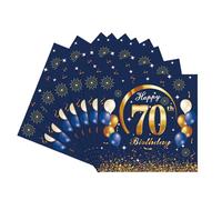 20 Pièces Serviettes Anniversaire pour 70 Ans, Bleu Marine Or Serviettes Joyeux Anniversaire 70 Ans, Decor Fête d'anniversaire pour Femme Homme Décoration de Table Serviette Vaisselle Jetable