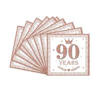 20 Pièces Serviettes Anniversaire pour 90 Ans, Roses Or Serviettes Joyeux Anniversaire 90 Ans, Decor Fête d'anniversaire pour Femme Homme Décoration de Table Serviette Vaisselle Jetable