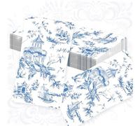 20 pièces serviettes cocktail fleurs bleu poussiéreux pour mariage fête soirée mariée baby shower anniversaire dîner thé cuisine