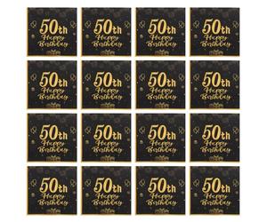 20 Pièces Serviettes en Papier Noires pour Cinquantième