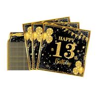 20 Pièces Serviettes Papier Jetables Anniversaire 13 Ans,Serviette de Table Papier Décoration Anniversaire 13 Ans Rose Or Fille Garçon Serviette Cocktail pour Fête Anniversaire Vacances Célébration