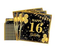 20 Pièces Serviettes Papier Jetables Anniversaire 16 Ans,Serviette de Table Papier Décoration Anniversaire 16 Ans Rose Or Fille Garçon Serviette Cocktail pour Fête Anniversaire Vacances Célébration