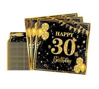 20 Pièces Serviettes Papier Jetables Anniversaire 30 Ans,Serviette de Table Papier Décoration Anniversaire 30 Ans Noir Or Femme Serviette Cocktail pour Fête Anniversaire Vacances Célébration