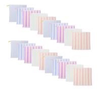 20 Pièces Serviettes Visage en Coton, Carrées, Rayées | Douces pour Peau Sensible, Séchage Rapide, Organisation Facile par Couleur, Salle de Bain et Usage Familial