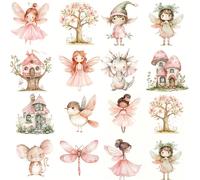 20 pièces/set Autocollants vintage faits main, autocollants décoratifs thème conte de fées avec lapin, souris, maison d'arbre, autocollants imperméables pour journal, cahier de voyage, album, décorati