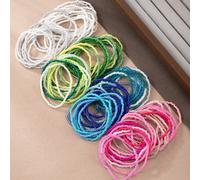 20 pièces / set Bracelet élastique avec perles de rocaille de couleur dégradée style bohème, à mélanger et assortir Taille UniquePMMA