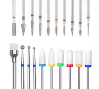 20 pièces/set Forets pour lime à ongles, limes à ongles en céramique et diamant professionnelles de 3/32", Forets pour lime à ongles électrique pour soins des ongles en acrylique et gel, pédicure, kit