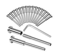 20 pièces T316 Kit de quincaillerie invisible en acier inoxydable pour poteaux en bois ou en métal 2 x 2 - Comprend des embouts à sertir, des connecteurs filetés et une clé hexagonale