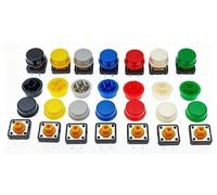 20 pièces Tactile bouton poussoir interrupteur momentané 12 * 12 * 7.3MM Micro bouton de commutation avec bouton jaune vert rouge Kit 12x12x7.3