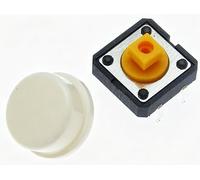 20 pièces Tactile bouton poussoir interrupteur momentané 12 * 12 * 7.3MM Micro bouton de commutation avec bouton jaune vert rouge Kit 12x12x7.3(White 20Set)