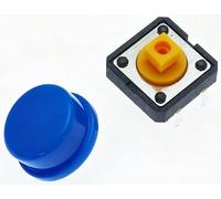 20 pièces Tactile bouton poussoir interrupteur momentané 12 * 12 * 7.3MM Micro bouton de commutation avec bouton jaune vert rouge Kit 12x12x7.3(Blue 20Set)