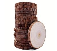 20 pièces Tranches de bois naturel de 3,1 à 3,5 pouces non finies. Kit de pièces en bois épaisses avec écorce pour DIY, décorations, Noël, mariage, sous-verres en bois, étiquettes 5-6 cm,7-8 cm,6-7 cm