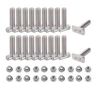 20 Pièces Vis à Tête Marteau m8 En Acier Inoxydable 10pièces Écrous Et Boulons De Serre En Aluminium Argenté Entièrement Filetée Boulons