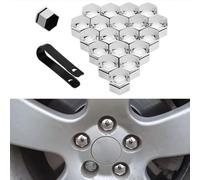 20 Pièces Voiture Cache Ecrou Roue pour V-W Transporter Caravelle T6 Multivan, Hexagonal Capuchons D'écrou Caches Pneu Boulon Protection Couvercle,B/Silver-19mm