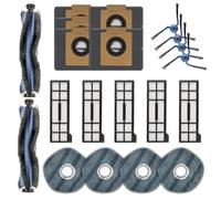 (20 pièces) X10 Pro Omni Pièces de rechange pour Eufy X10 Pro Omni aspirateur robot, 2 brosses rotatives, 4 brosses latérales, 5 sacs à poussière, 5 filtres HEPA, 4 serpillères, kit d'accessoires