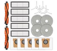 (20 pièces) X20+ Pièces de rechange pour Xiaomi X20+ X20 Plus/ 1S/ S20 plus/ S20+/ X10+ X20 pro aspirateur, 2 brosses rotatives, 4 brosses latérales, 5 sacs à poussière, 5 filtres HEPA, 4 serpillères