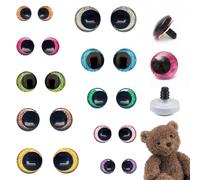 20 Pièces Yeux de Sécurité, 12mm/14mm/16mm/18mm/20mm Yeux Crochet avec Rondelles, Yeux de Securite Amigurumi, Yeux Peluche Crochet, Yeux de Poupée en Plastique Pailleté pour Poupées au Crochet