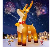 20 Pieds Haut Élan Gonflable de Noël, Kalolary Élan Géant avec Clochette Tunnel Gonflable de Noël Décoration Extérieure pour la Maison Fêtes Pelouse Jardin Centres Commerciaux et Les Rues