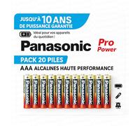 20 Piles AAA LR03 Alkaline Pro Power Piles alcalines 1.5V Panasonic Longue Durée