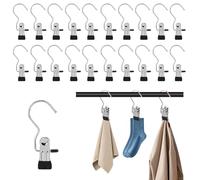 20 Pince à Linge Antidérapants, Cintres Pinces, Clips pour Pantalons, Crochets à Bottes Pivotants à 360°, Cintres Pinces en Métal pour Pantalons, Chaussures, Serviettes, Chapeaux, Chaussettes, Jouets