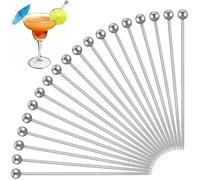 20 Piques À Cocktail En Acier Inoxydable 11 Cm, Piques Réutilisables Pour Boissons, Apéritifs, Décoration De Fruits