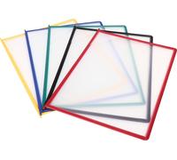 20 plaques pochettes tarifold avec 5 cavaliers emboîtables Easyload DIN A4 coloris assortis, ouverture en haut et sur le côté