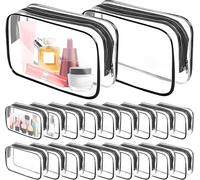 20 Pochettes cosmétiques Transparentes, Trousses de Toilette imperméables en PVC, Sacs à Maquillage zippés pour Voyage ou Salle de Bain (18 x 5,5 x 12 cm)