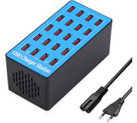 20 Port 100W/20A USB Desktop Charger, Hub Multiple Devices, AC Adapter Compatible with iPhone 12/13/14/15, Samsung S23/S22, Google, Tablet