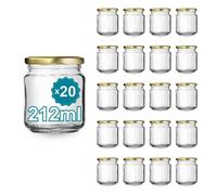 20 Pots à Confiture en Verre Vides 212 ml- Bocaux en verre, Petit Pots, Bocaux pour Conserves et Confitures, Pot a Miel en Verre