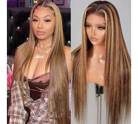20 Pouces 4/27 Souligner 9X6 perruque femme naturelle brésilien Perruque cheveux humain sans colle Straight 200% Densité Wear And Go Glueless Lace Wig Human Hair Pre Plucked Pre Cut(51cm)