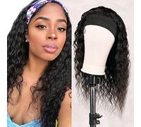 20 Pouces Bandeau Perruques Cheveux Humains Pour Les Femmes Noires Vague d'Eau Perruque Water Wave Headband Wig Perruque Sans Colle Avec Bandeau Attaché Perruques Bouclées 9A Cheveux Brésiliens Remy