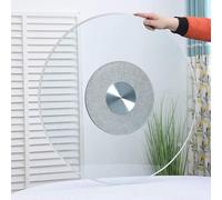 20 Pouces Verre Lazy Susan Verre Trempé Rond Plateau Tournant Plateau De Service Rotatif Plateau Tournant Robuste Plateau Tournant Transparent, Silver, Ø 80cm/32in