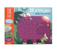 20 p'tits jeux autour du monde. 5 labyrinthes, 5 cherche et trouve, 5 points à relier, 5 mots mêlés. Avec 1 feutre effaçable et 20