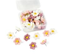 20 punaises Florales Roses et Blanches pour Tableaux en liège, Murs Photo, décoration de Bureau et de Maison, idées créatives pour l'organisation
